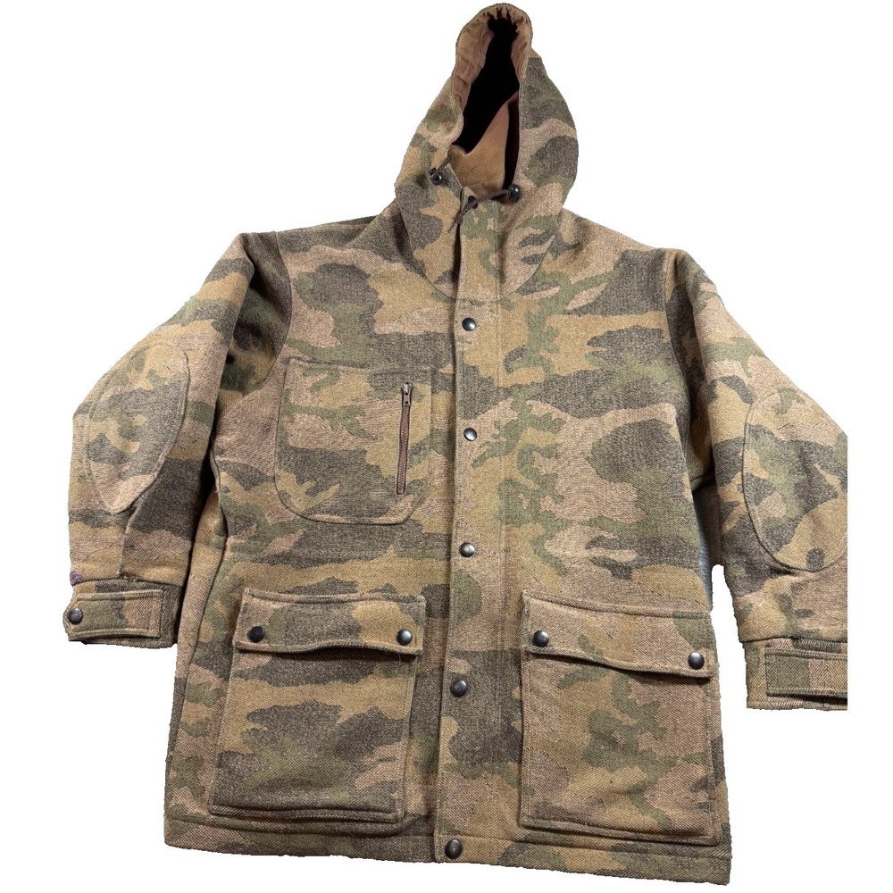 Vtg Pendleton Cabela's Wool Camo Hooded Jacket Men's L USA Made Rare